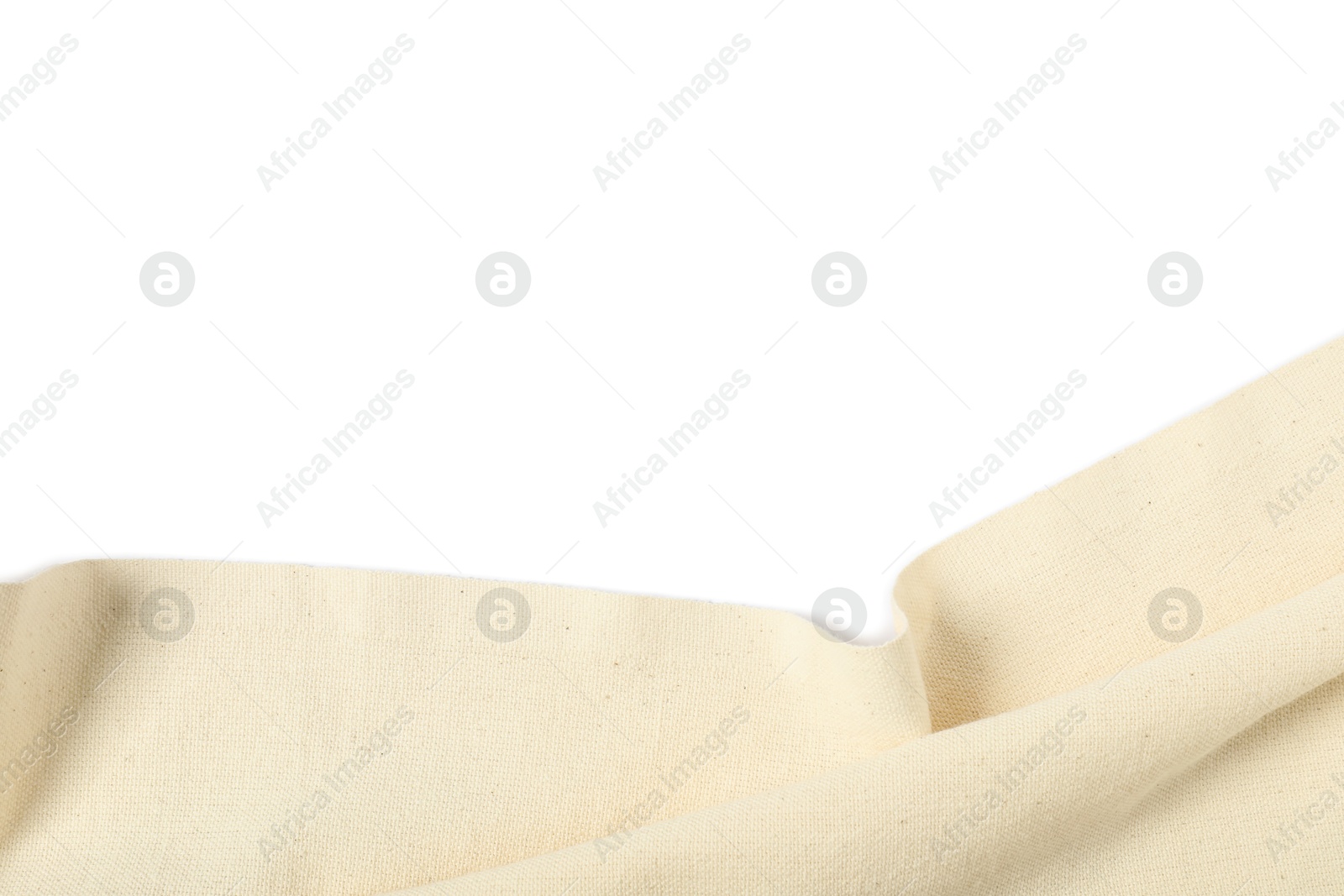 Photo of Beige tablecloth isolated on white, top view