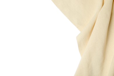 Photo of Beige tablecloth isolated on white, top view