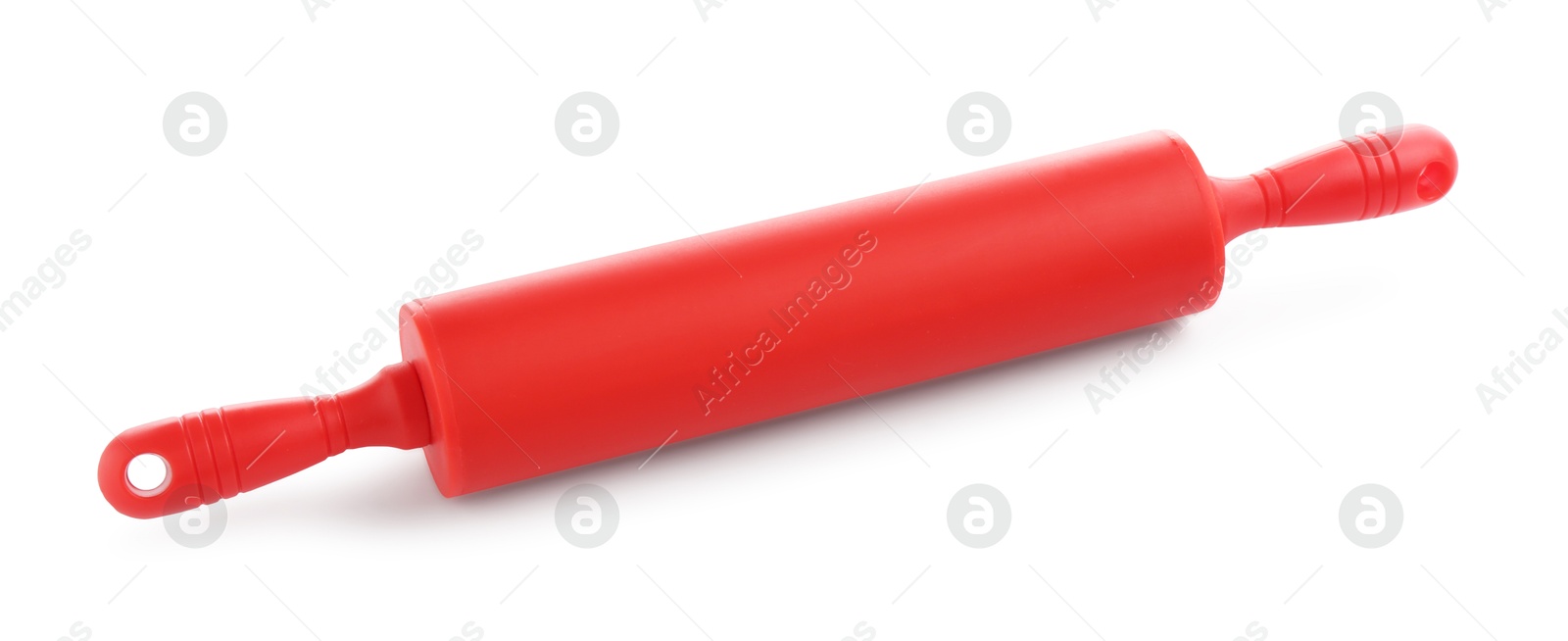 Photo of One red rolling pin isolated on white