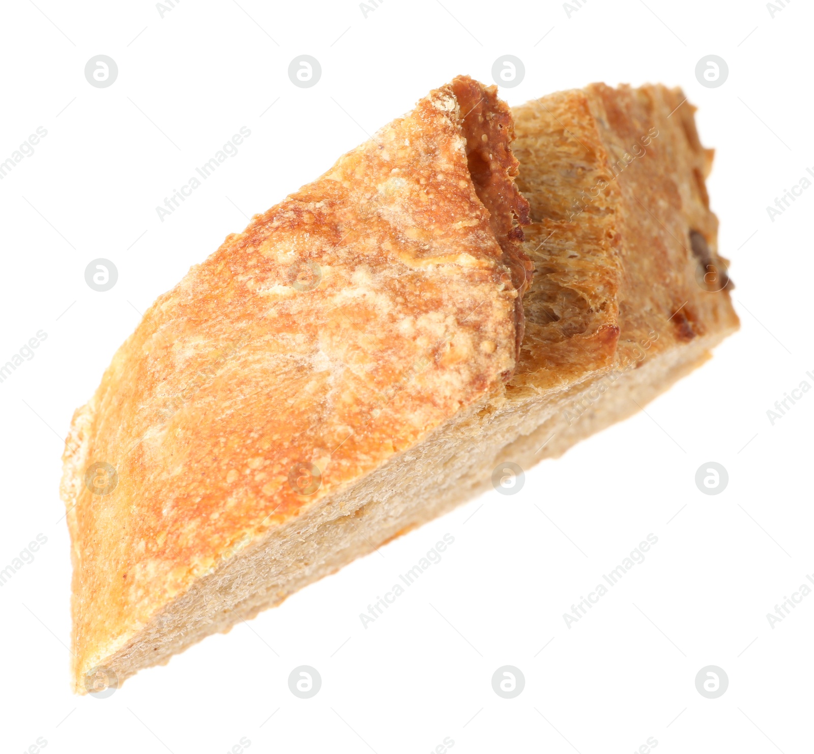 Photo of Piece of fresh baguette isolated on white