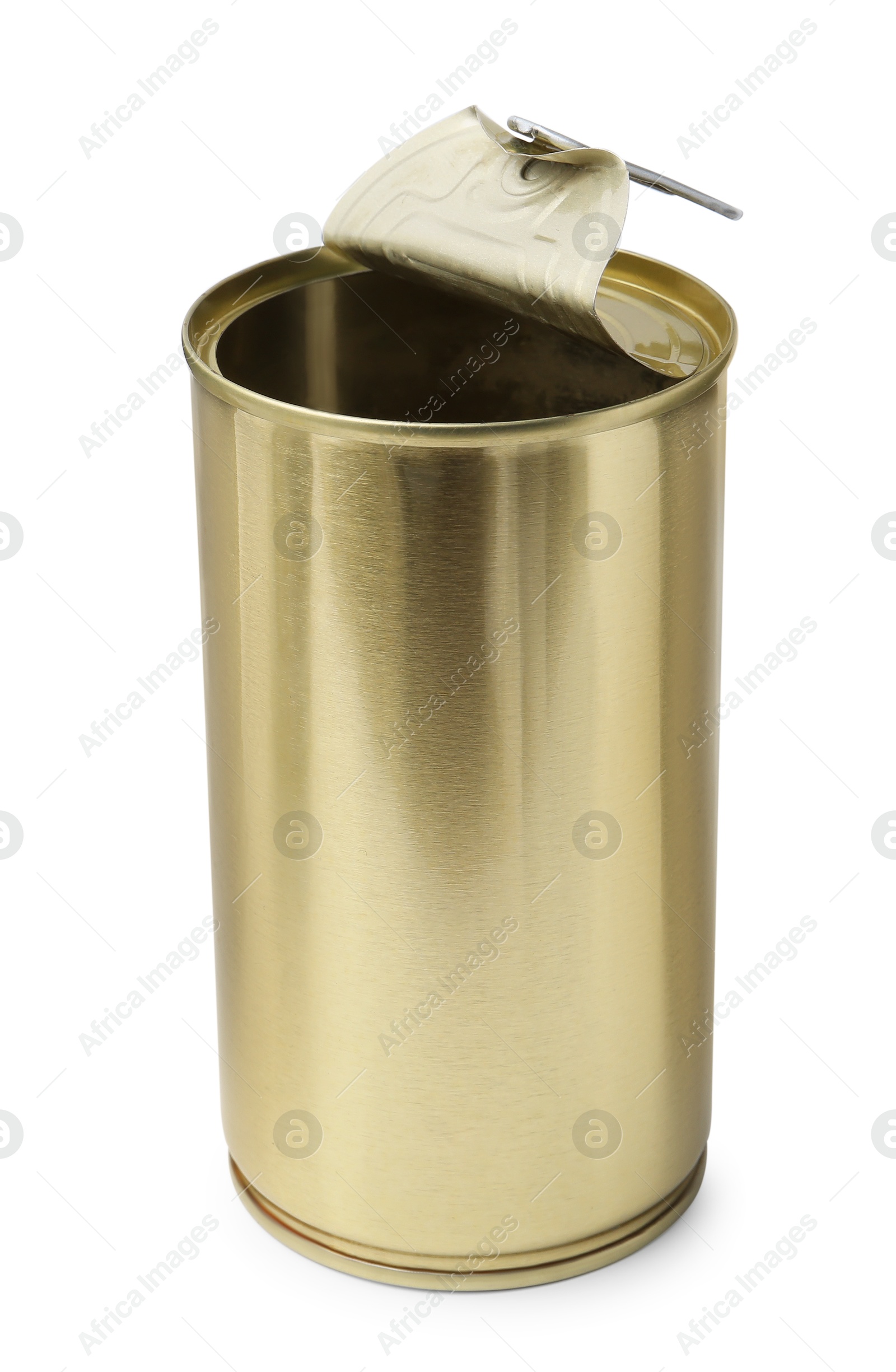 Photo of One open tin can isolated on white