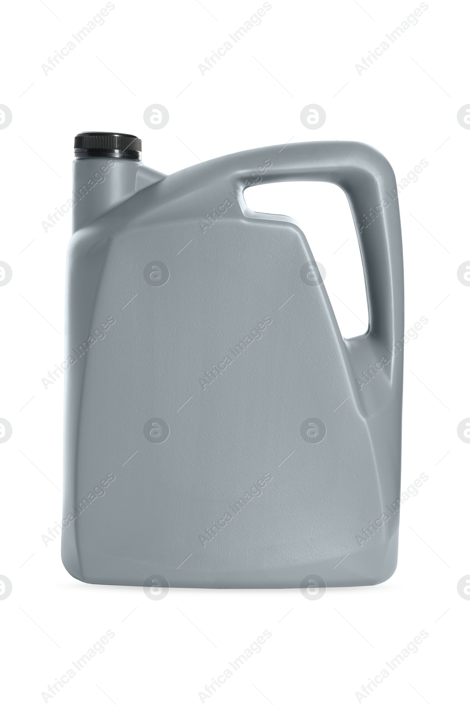 Photo of One grey plastic canister on white background