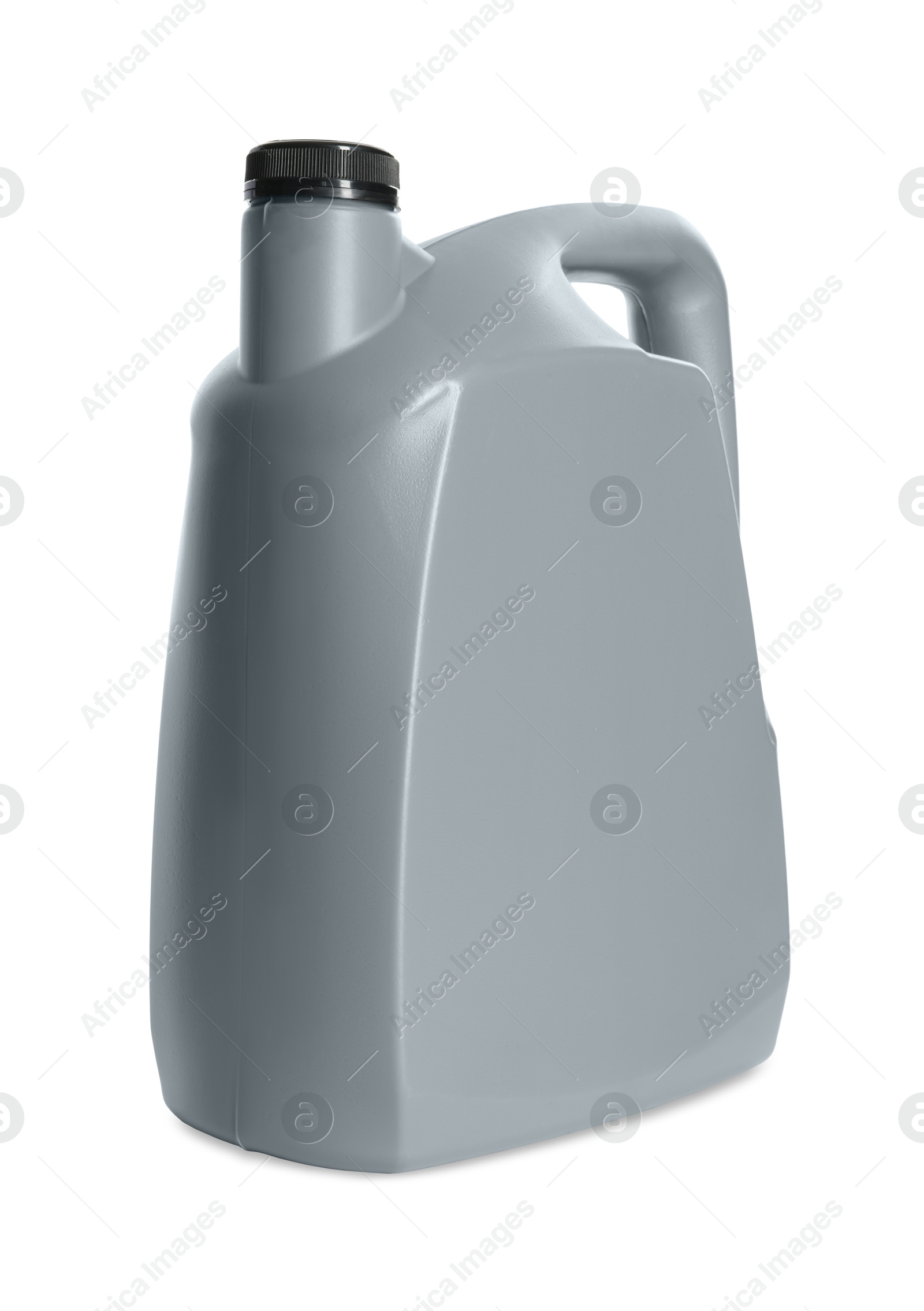 Photo of One grey plastic canister on white background