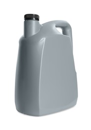 Photo of One grey plastic canister on white background