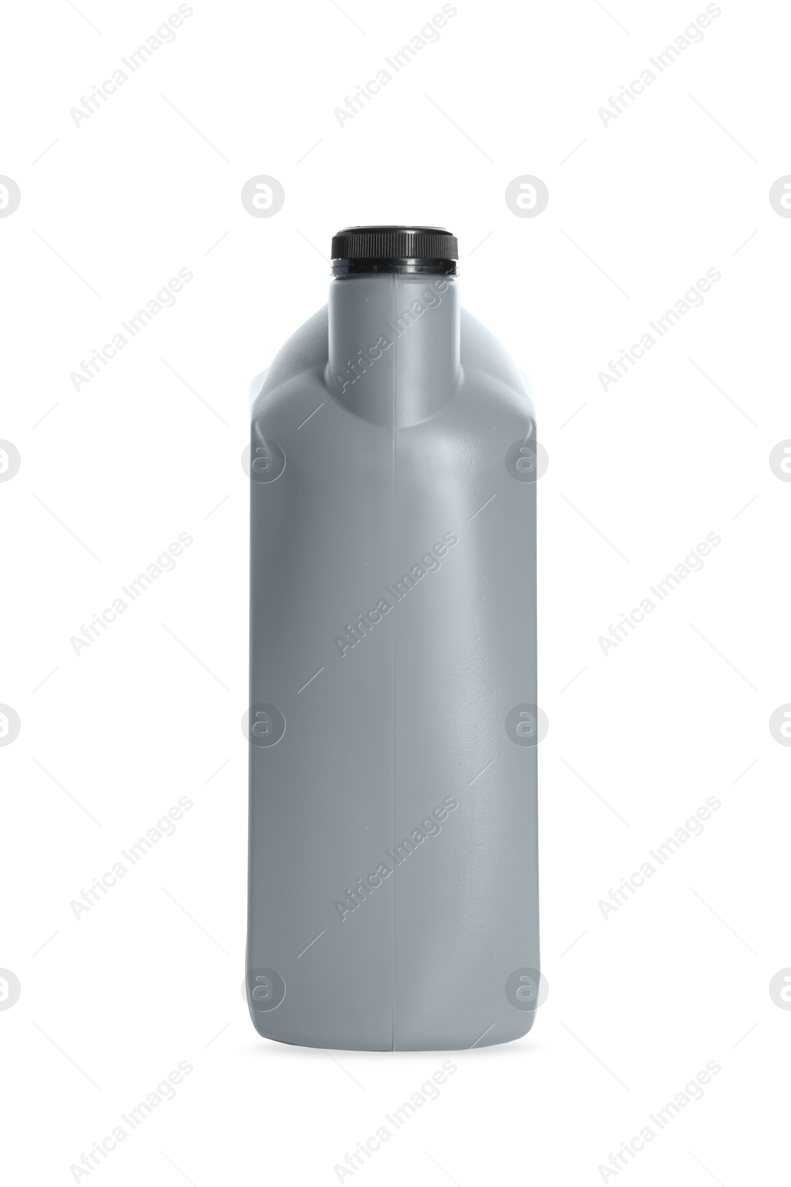 Photo of One grey plastic canister on white background