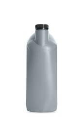 Photo of One grey plastic canister on white background