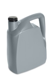 Photo of One grey plastic canister on white background