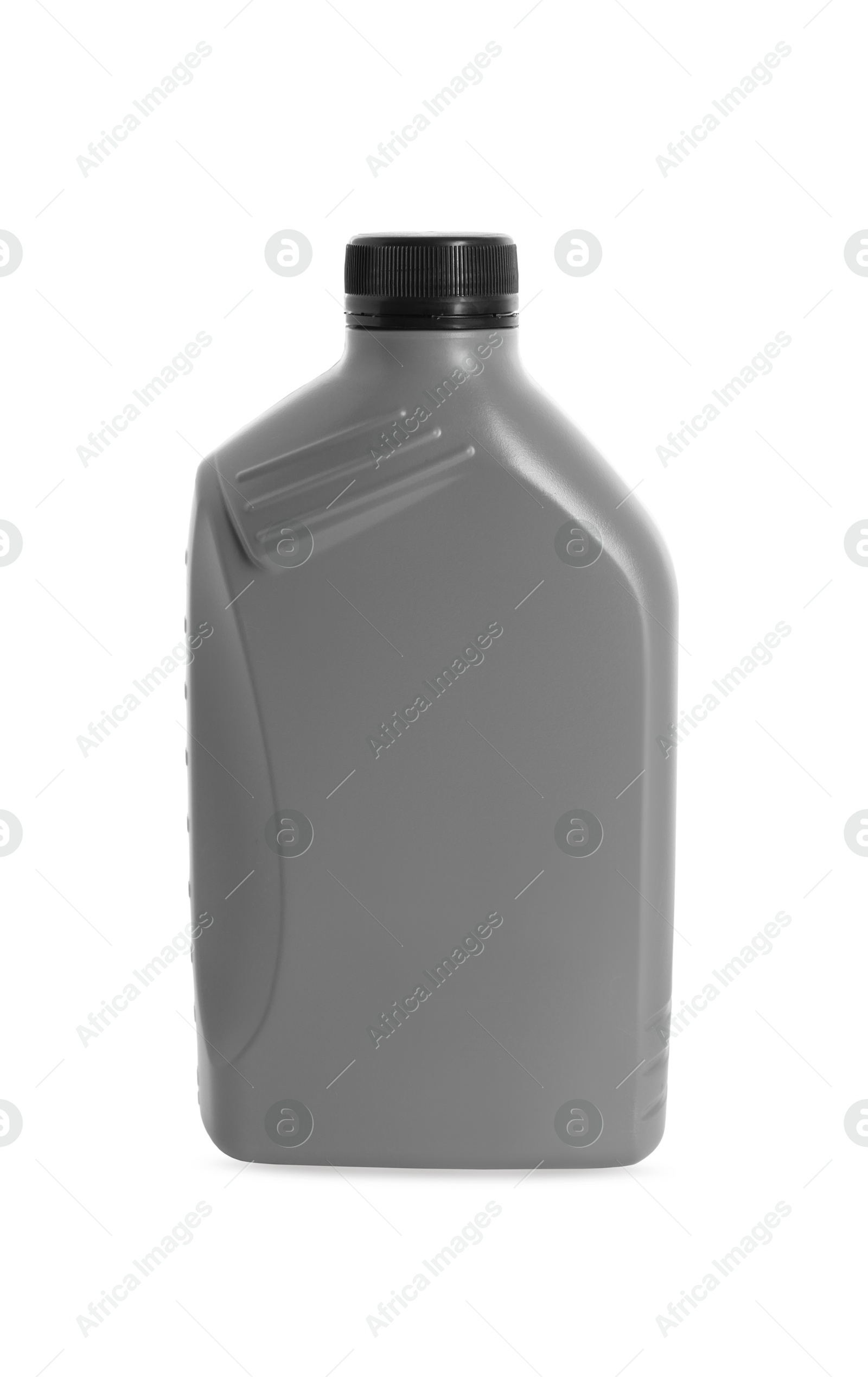 Photo of One grey plastic canister on white background