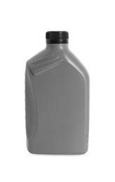 Photo of One grey plastic canister on white background