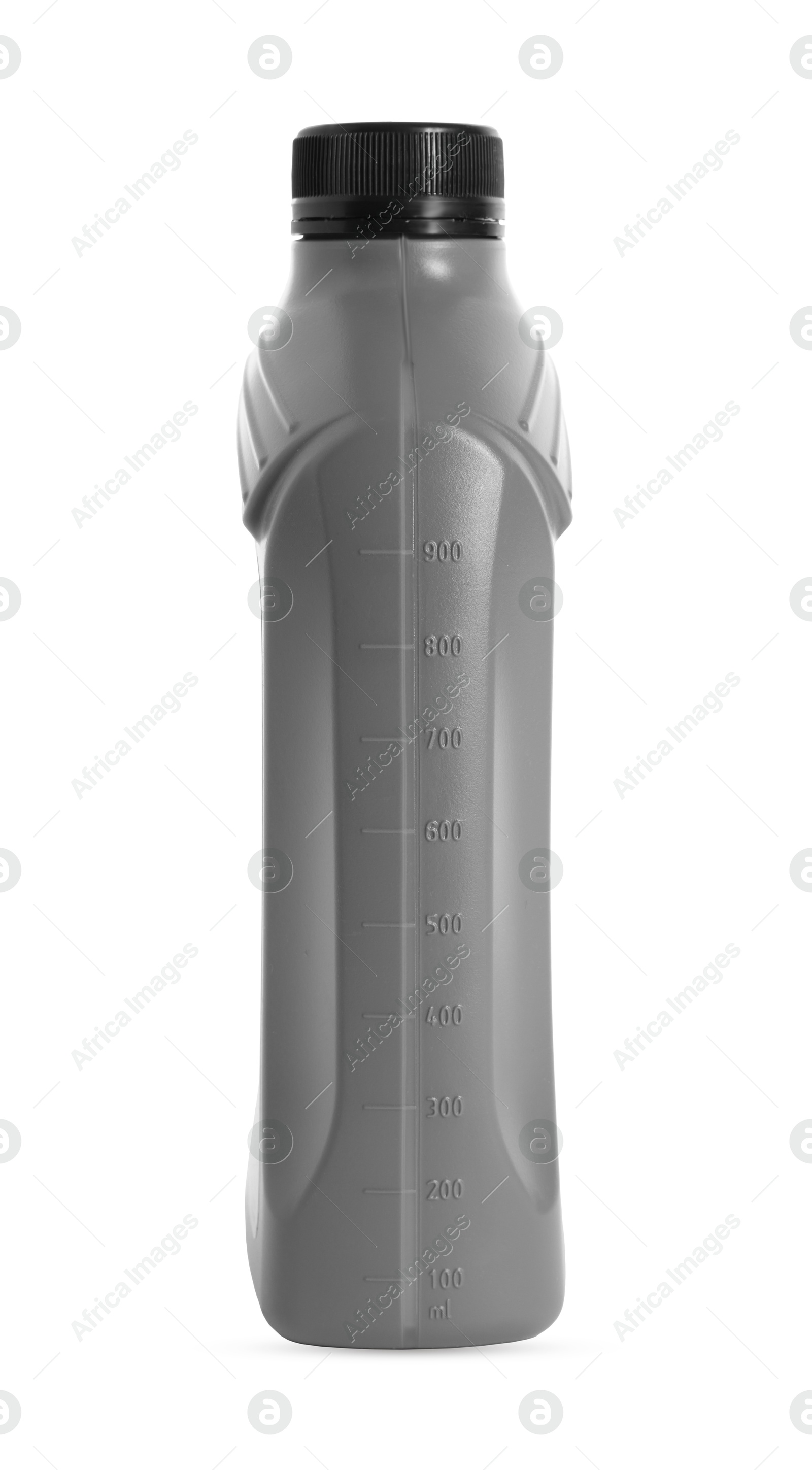 Photo of One grey plastic canister on white background