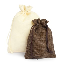 Two small burlap sacks isolated on white