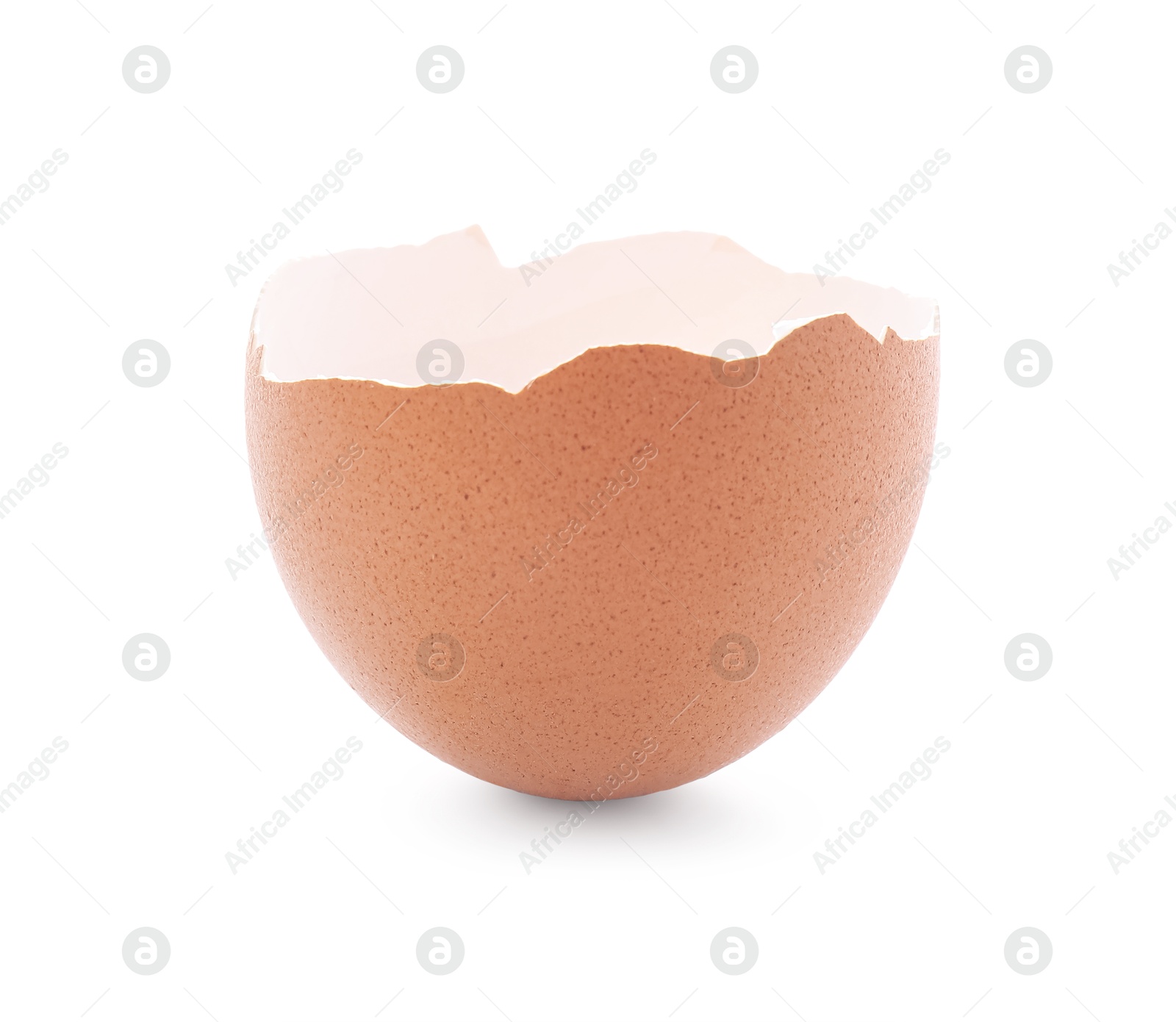 Photo of Piece of cracked eggshell isolated on white