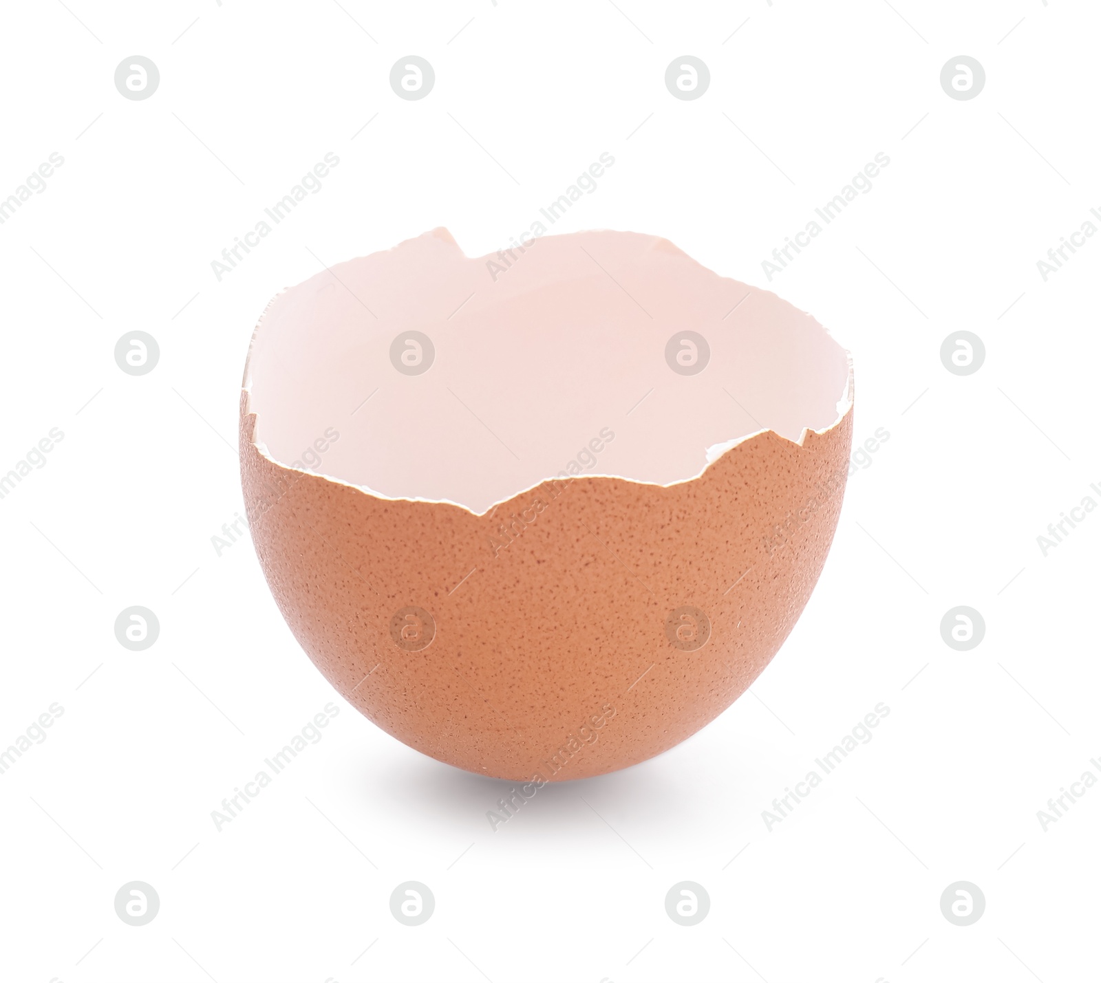 Photo of Piece of cracked eggshell isolated on white