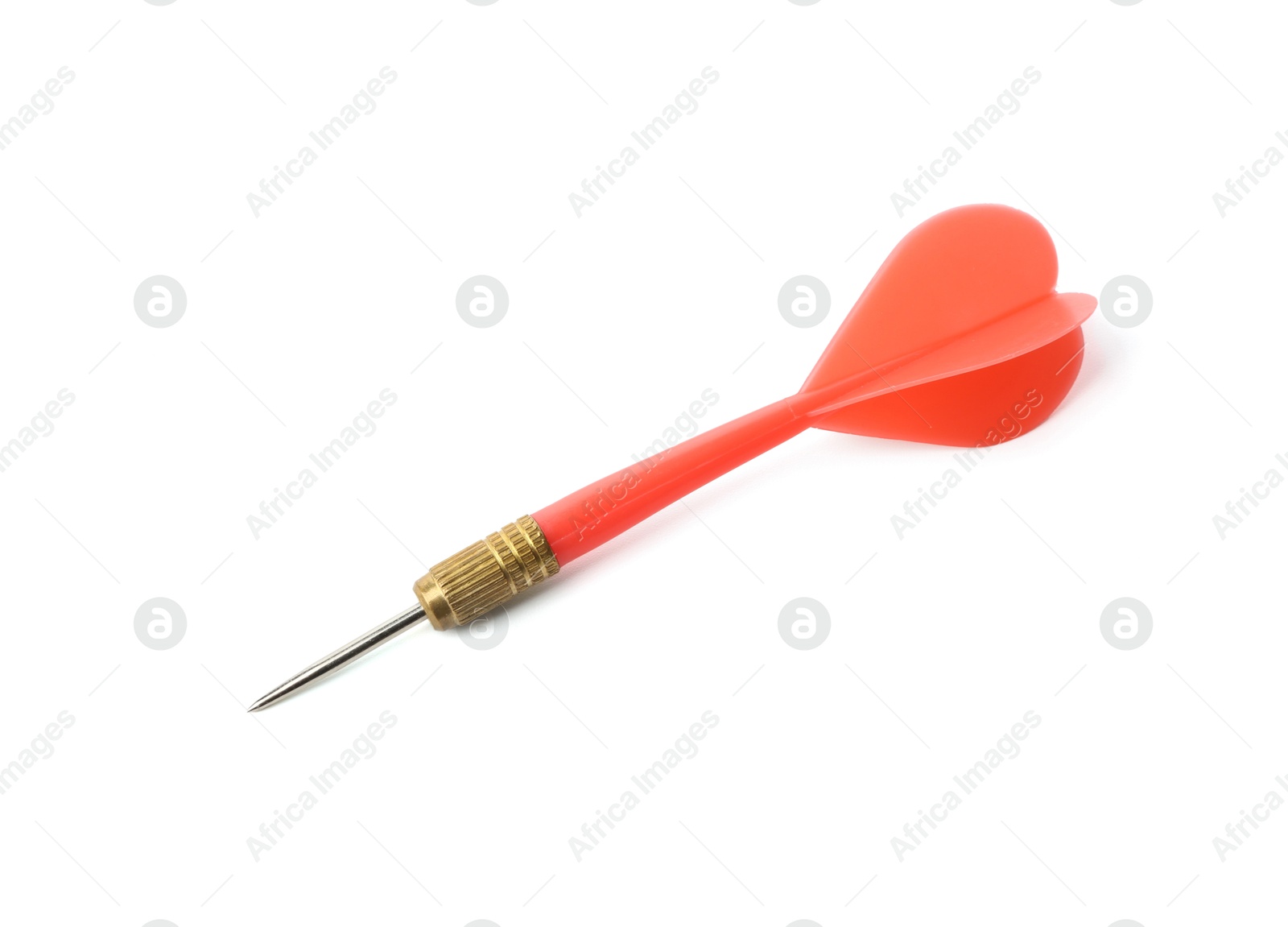 Photo of One red dart arrow isolated on white, top view