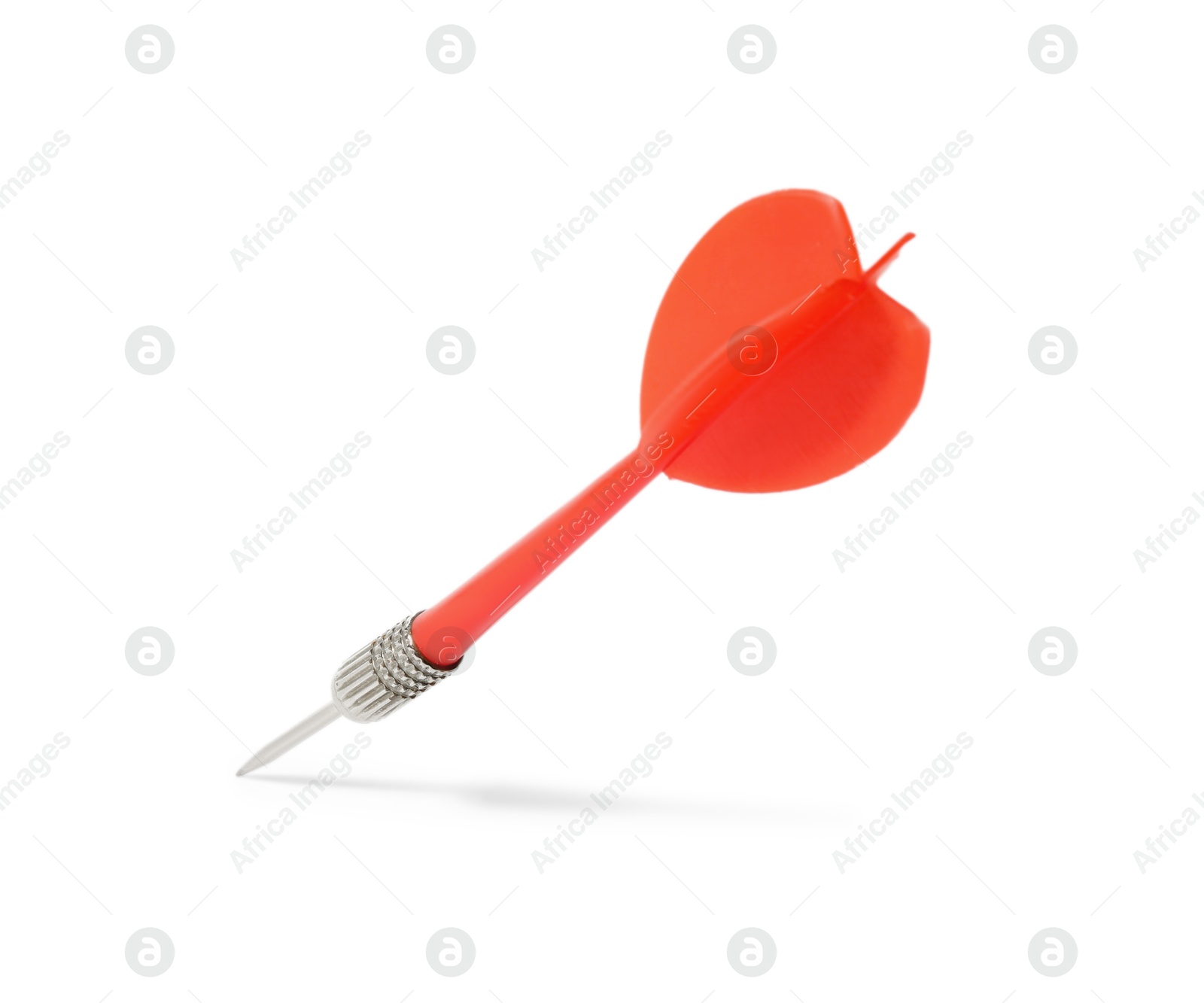 Photo of One red dart arrow in air isolated on white