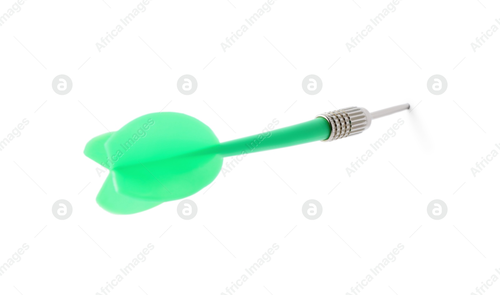 Photo of One green dart arrow isolated on white