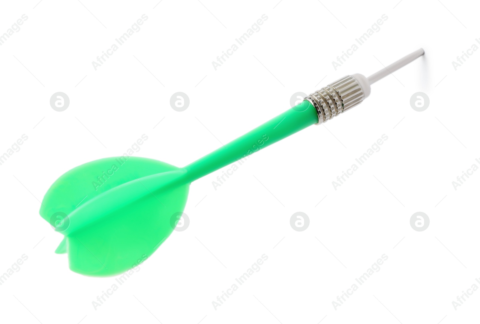 Photo of One green dart arrow isolated on white