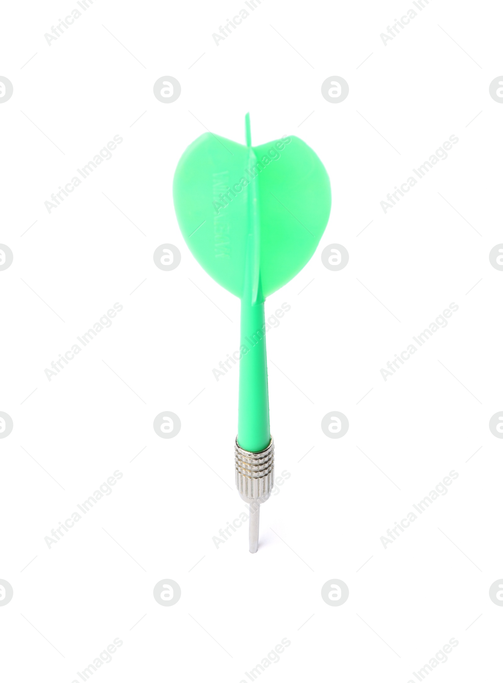 Photo of One green dart arrow isolated on white