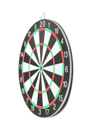 Photo of One dartboard isolated on white. Sports equipment