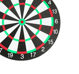 Photo of One dartboard isolated on white. Sports equipment