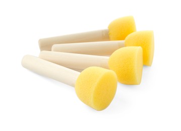 Photo of Many sponges for face painting isolated on white