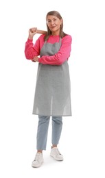 Photo of Woman with rolling pin on white background