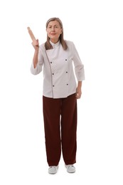 Photo of Chef with rolling pin on white background