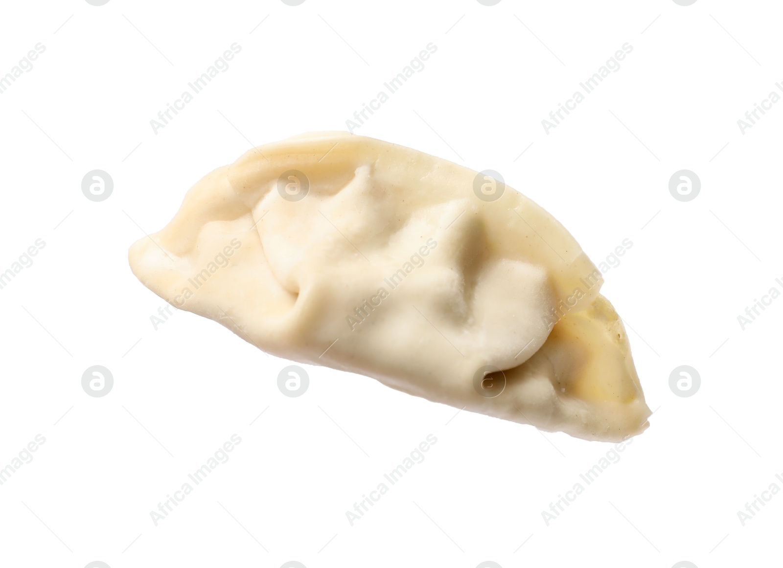 Photo of One fresh gyoza dumpling isolated on white