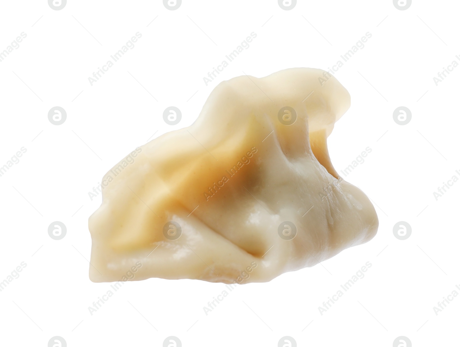 Photo of One fresh gyoza dumpling isolated on white