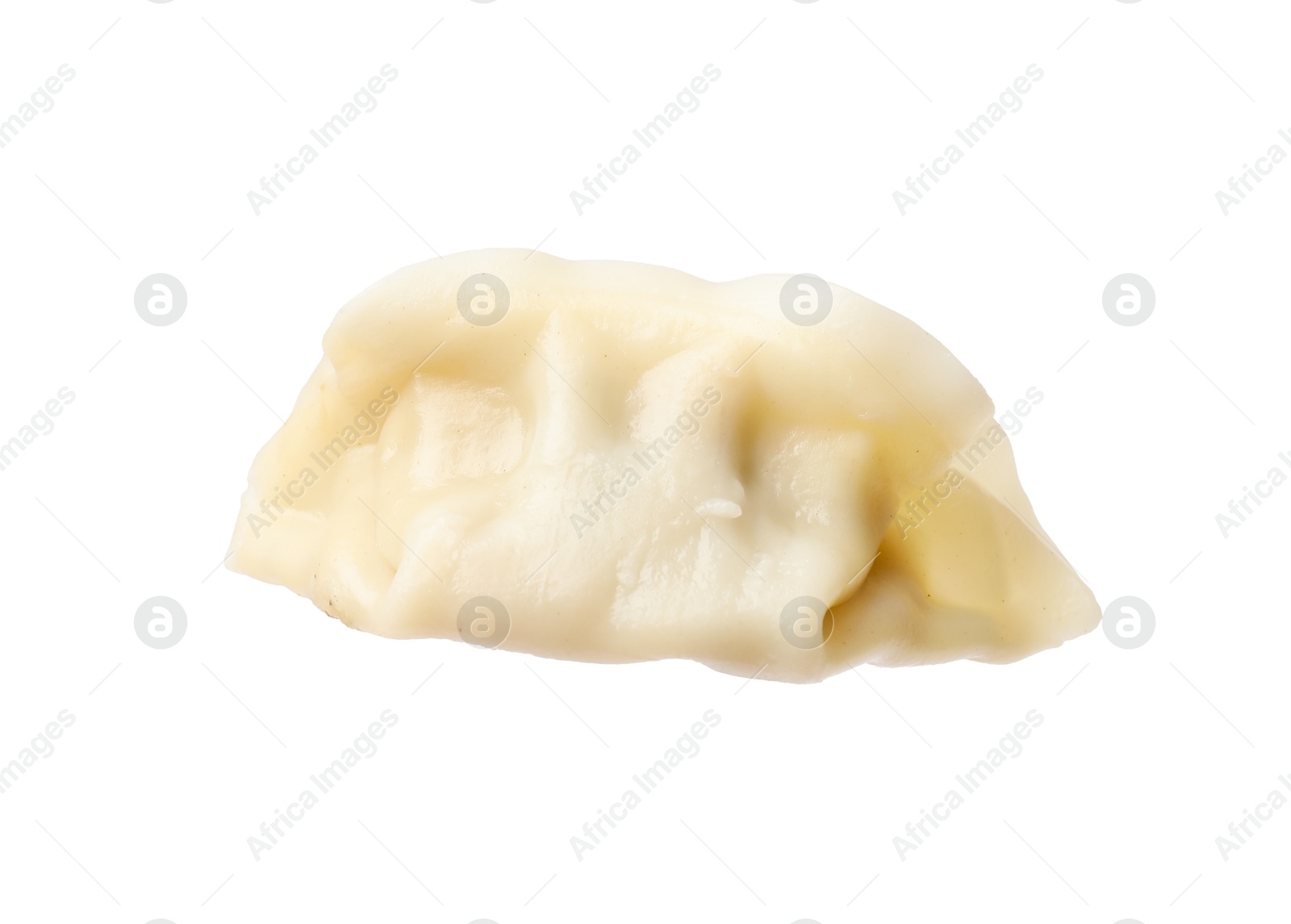 Photo of One fresh gyoza dumpling isolated on white