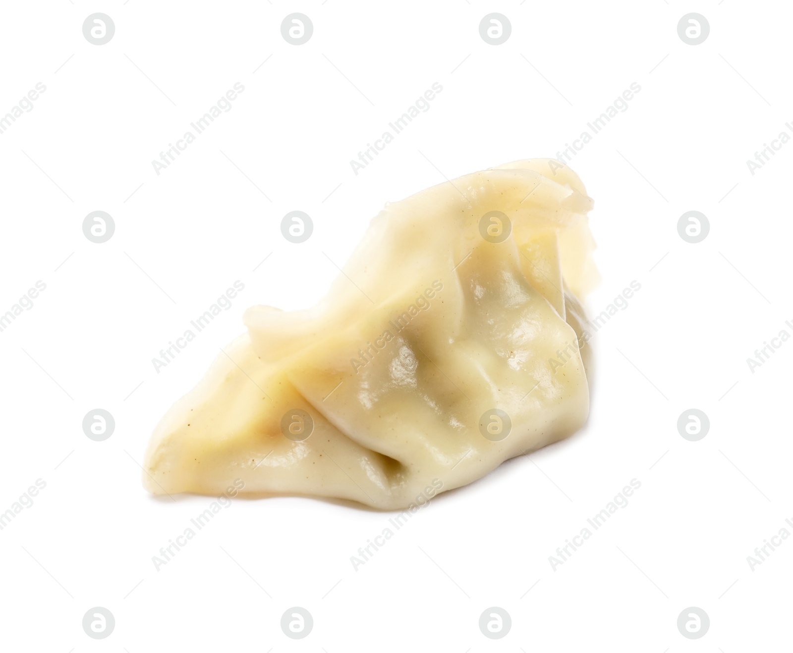 Photo of One fresh gyoza dumpling isolated on white