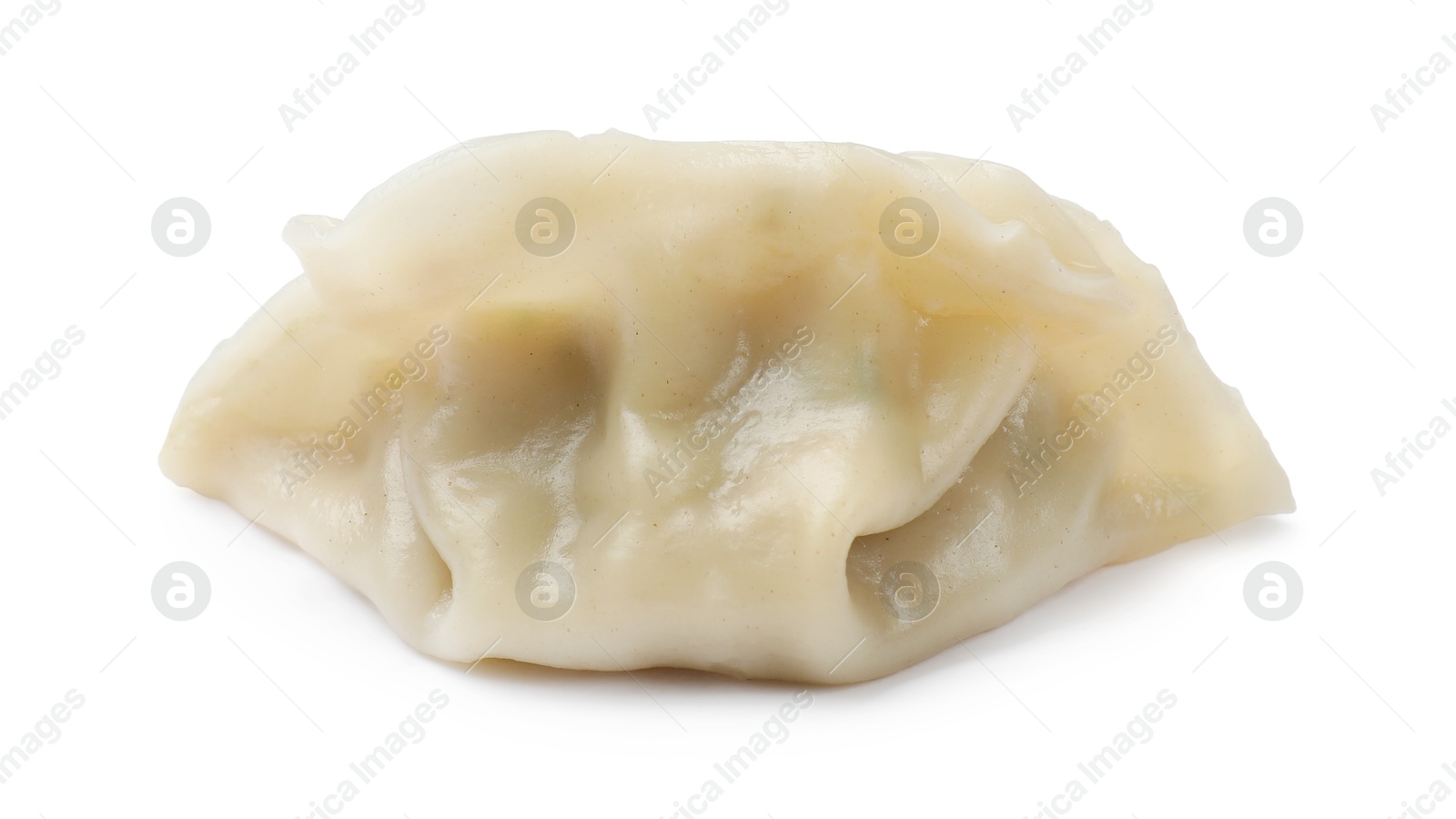 Photo of One fresh gyoza dumpling isolated on white