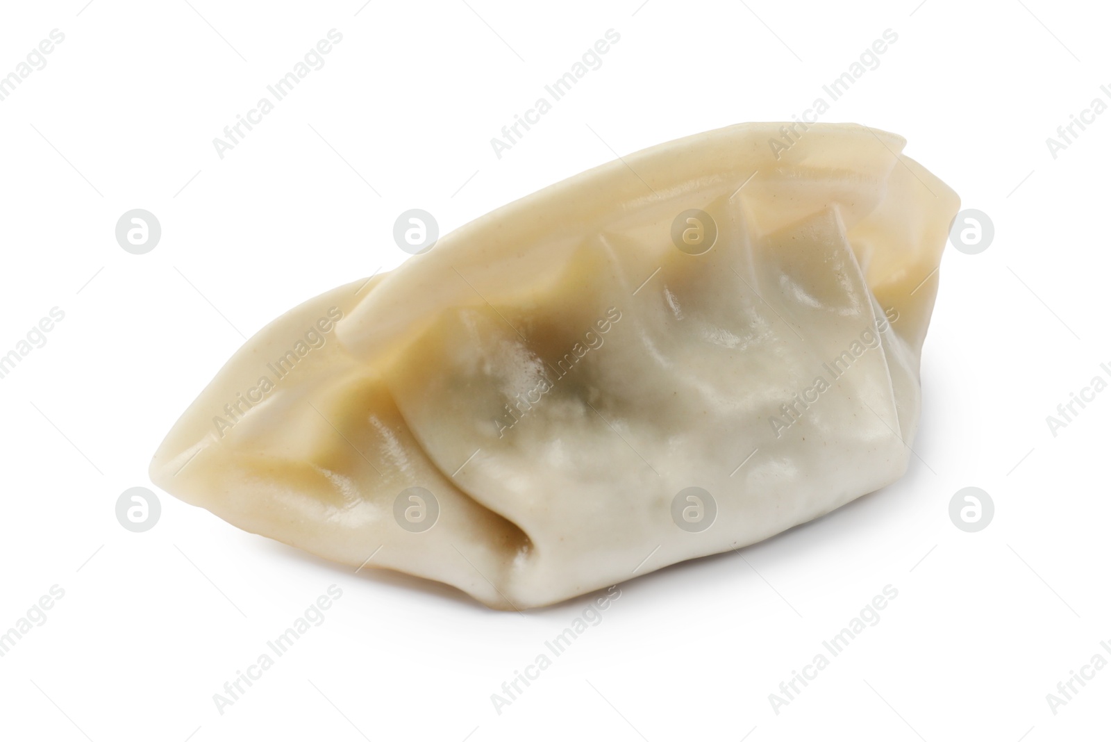 Photo of One fresh gyoza dumpling isolated on white