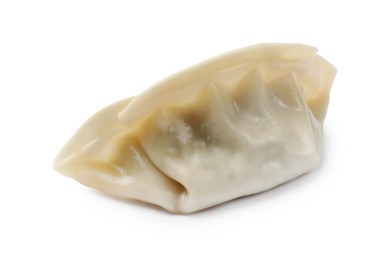 Photo of One fresh gyoza dumpling isolated on white