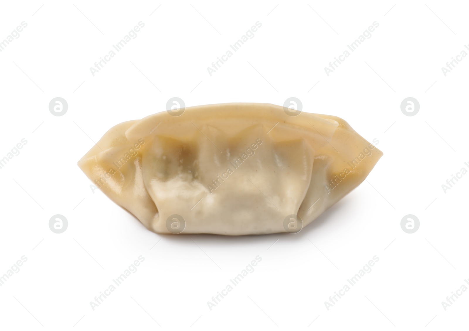 Photo of One fresh gyoza dumpling isolated on white