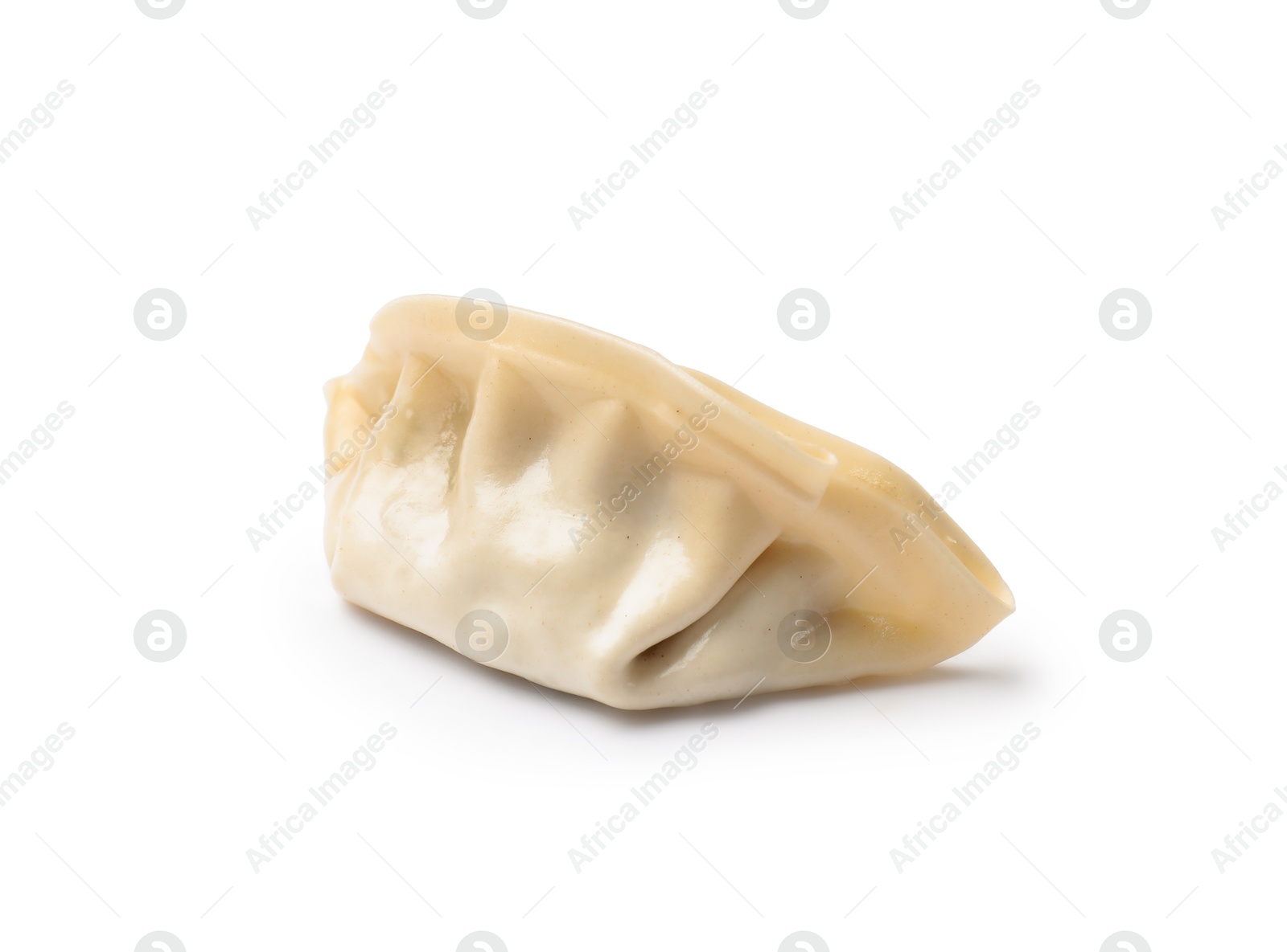 Photo of One fresh gyoza dumpling isolated on white