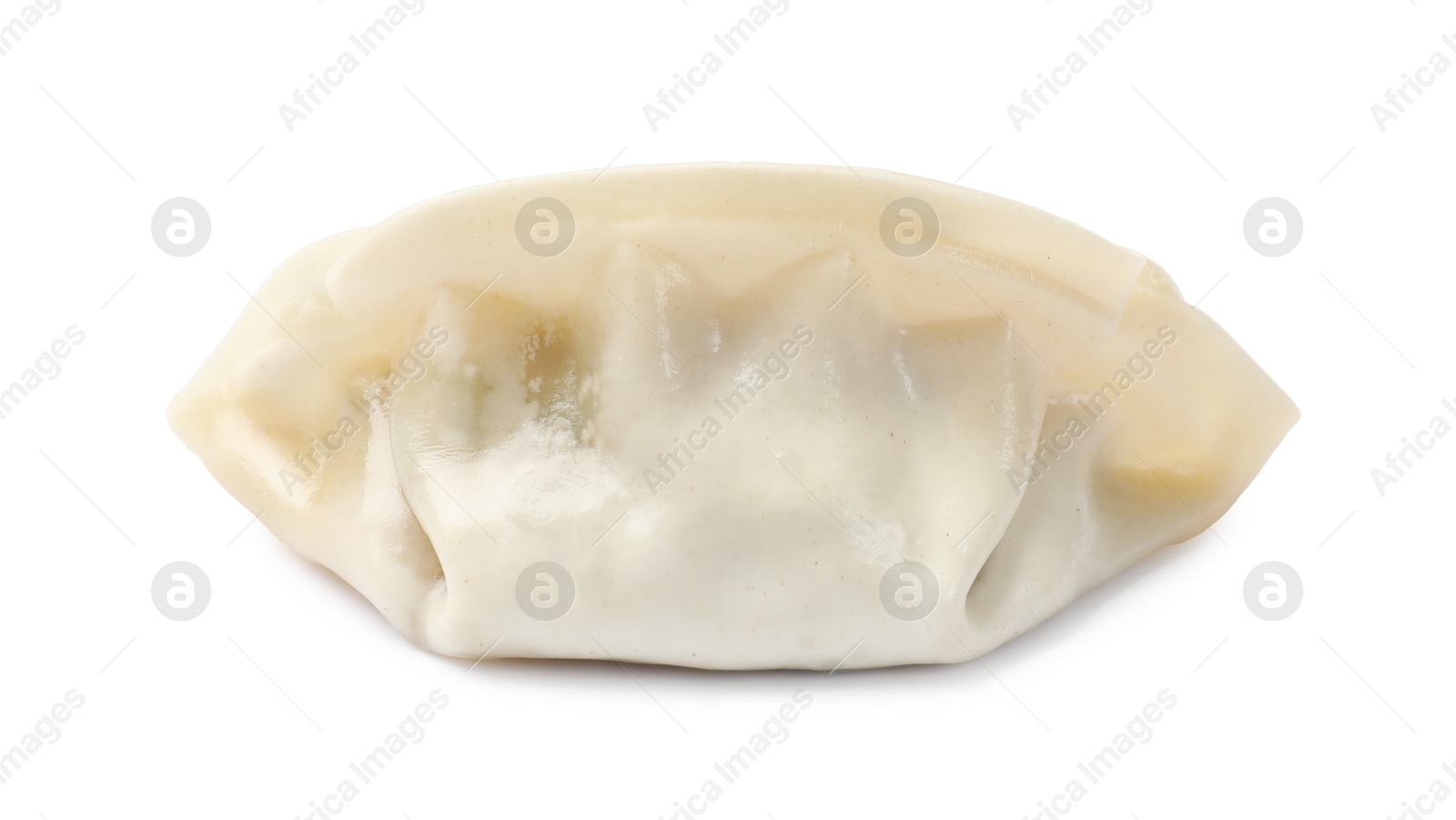 Photo of One fresh gyoza dumpling isolated on white