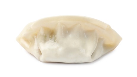 Photo of One fresh gyoza dumpling isolated on white