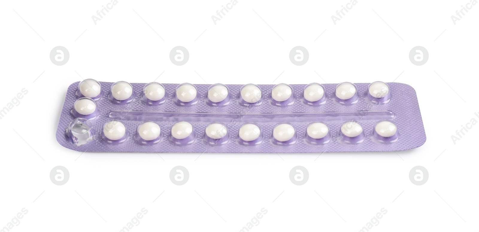 Photo of Blister of contraceptive pills isolated on white