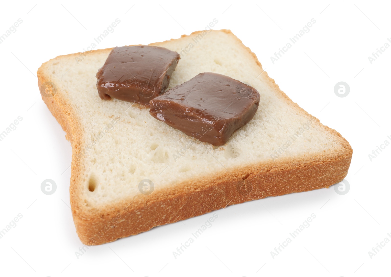 Photo of Tasty sandwich with chocolate butter isolated on white