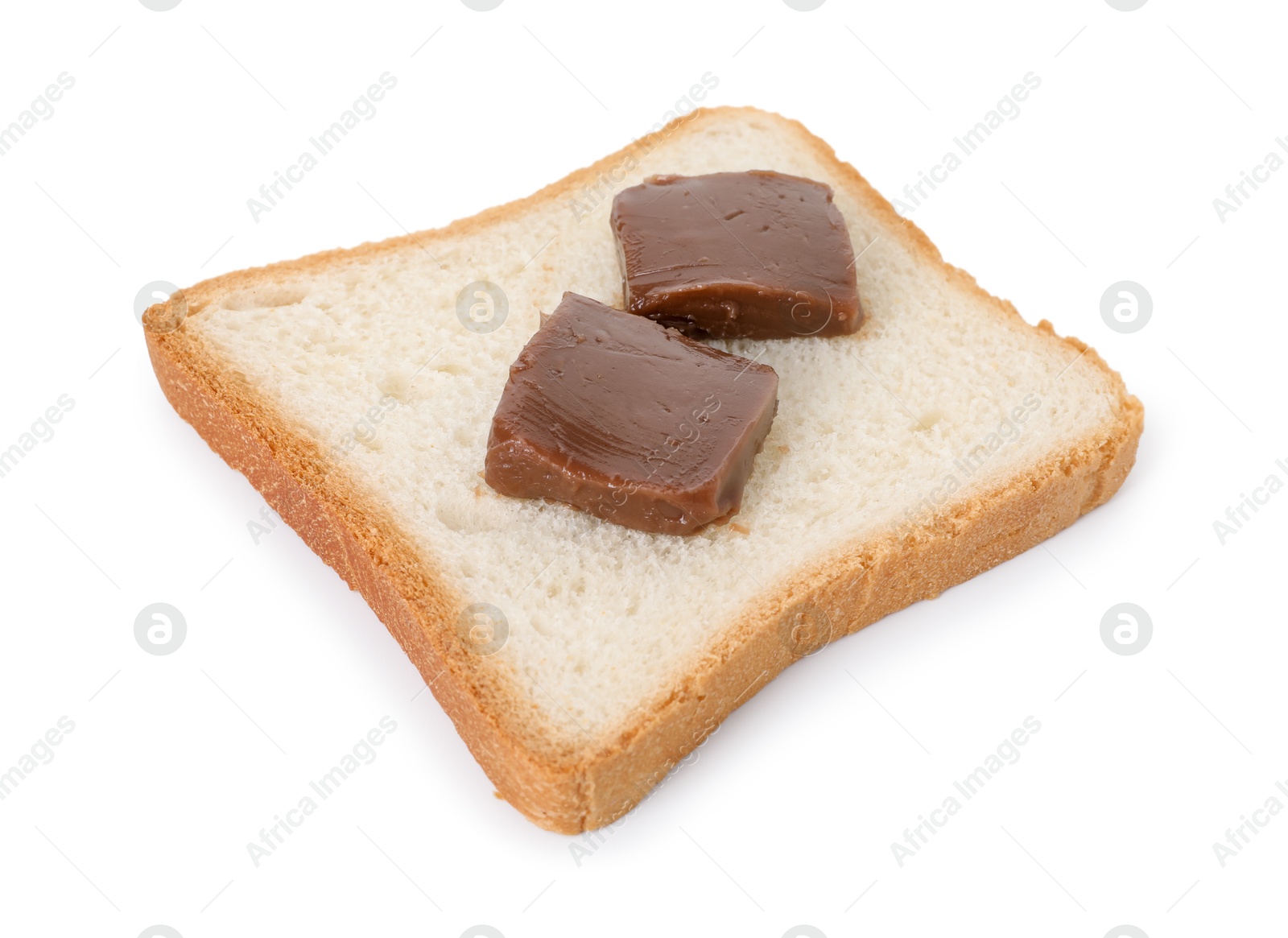 Photo of Tasty sandwich with chocolate butter isolated on white