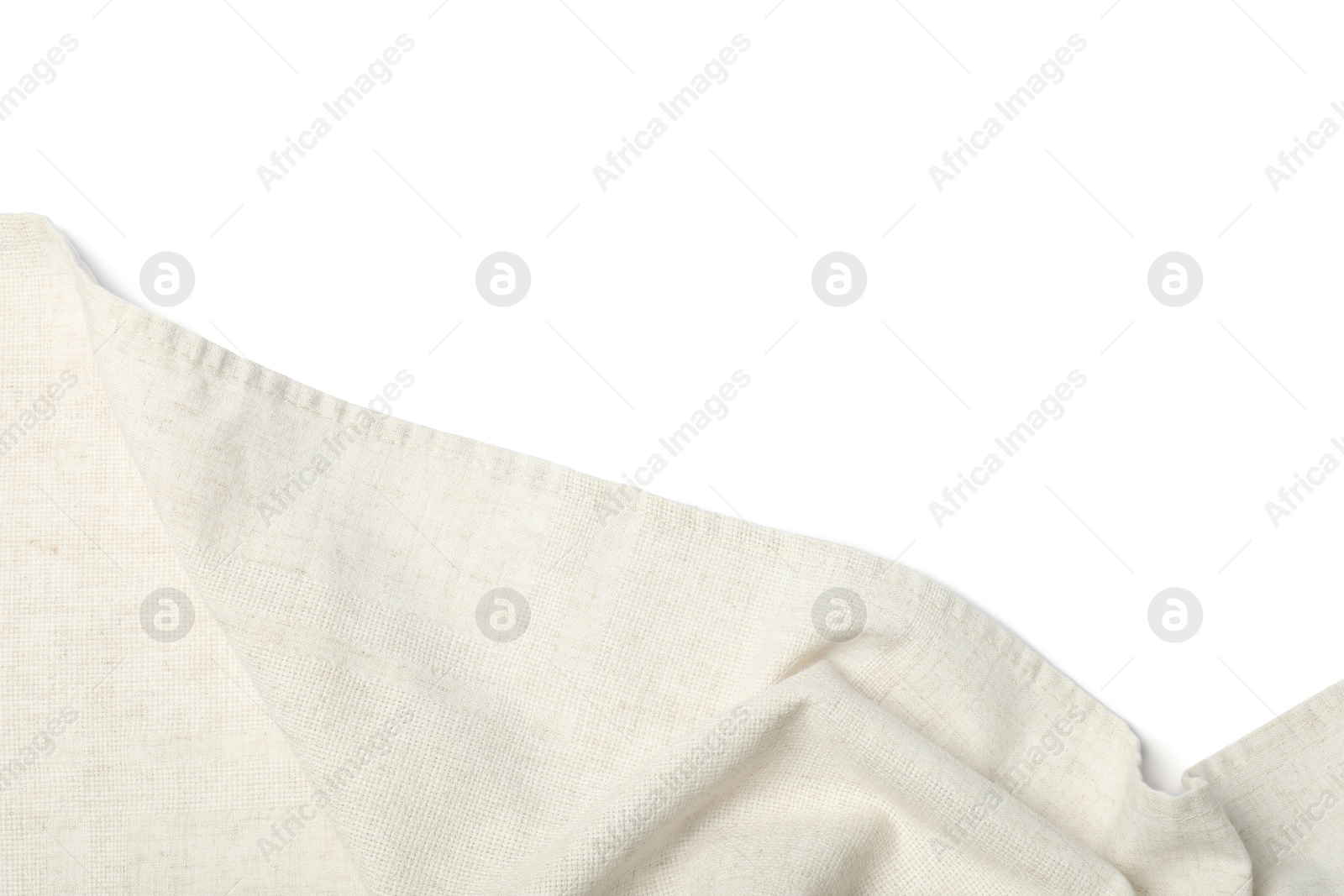 Photo of Beige tablecloth isolated on white, top view