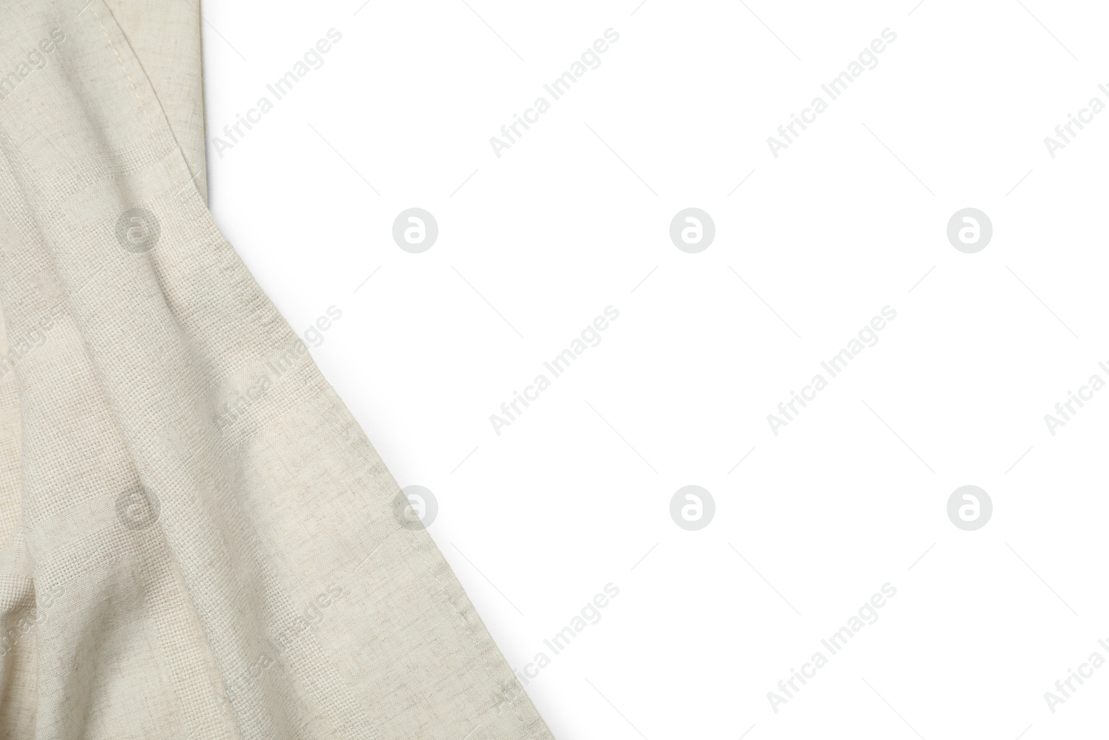 Photo of Light tablecloth isolated on white, top view