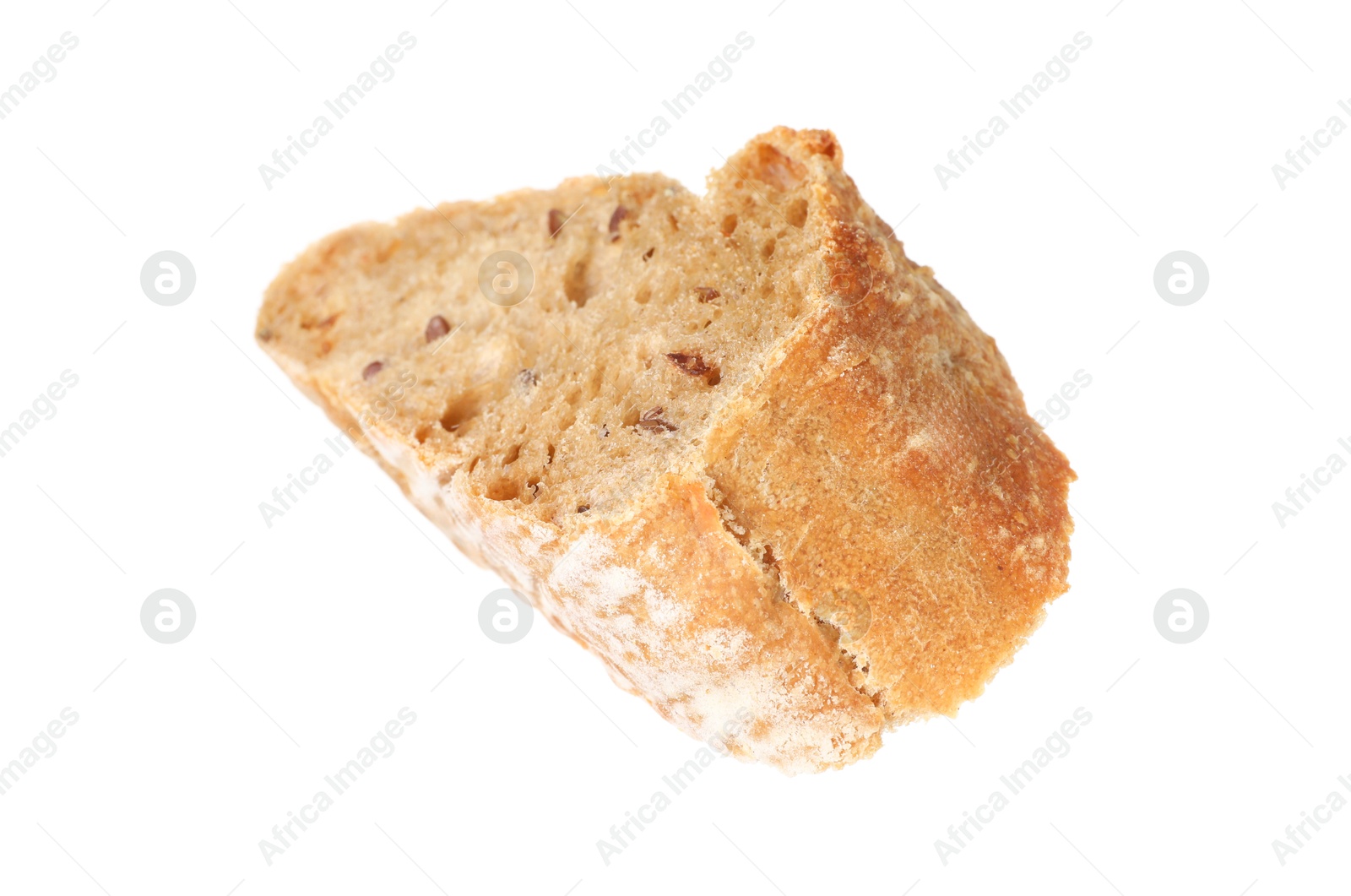 Photo of Piece of fresh baguette isolated on white