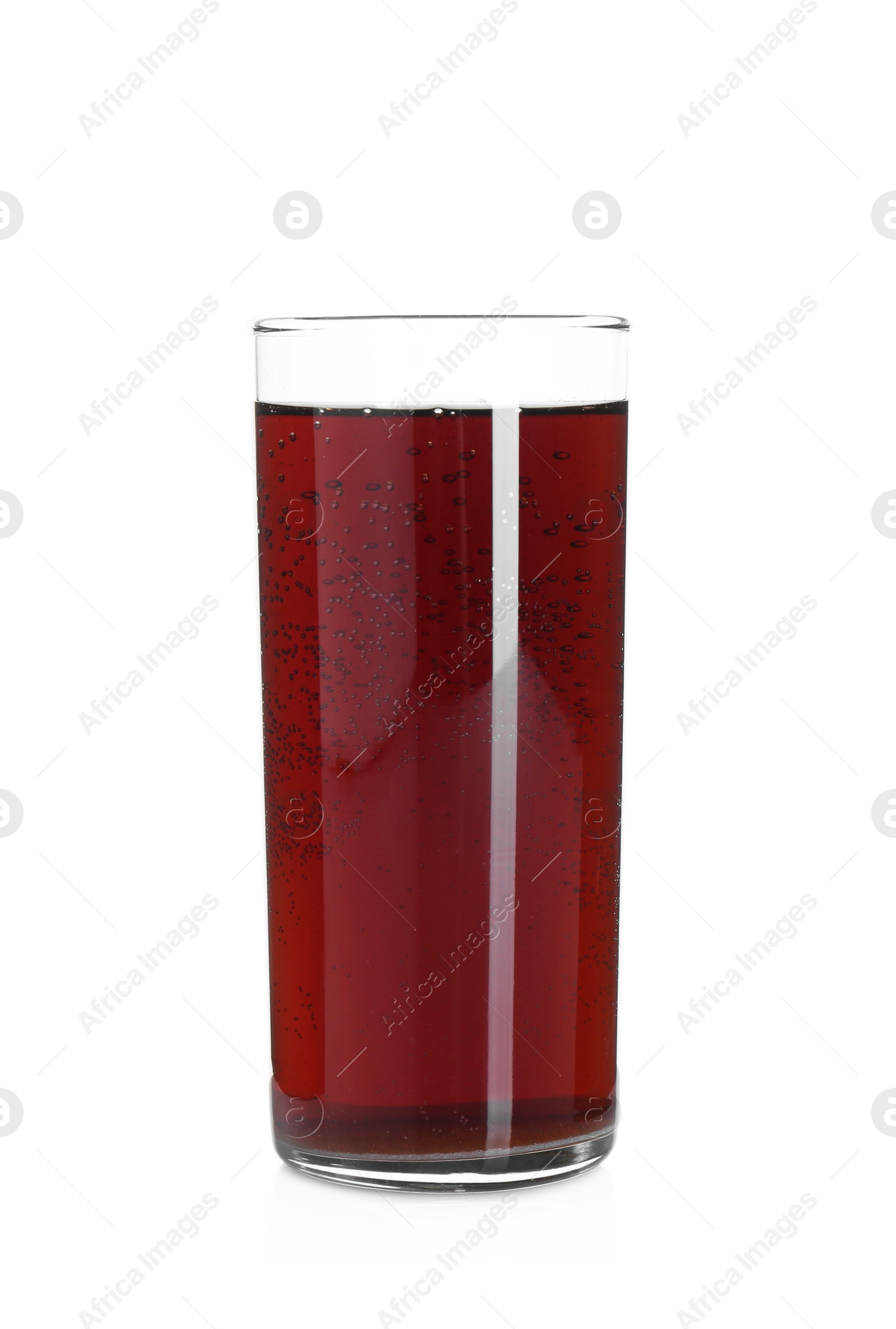 Photo of Sweet soda water in glass isolated on white