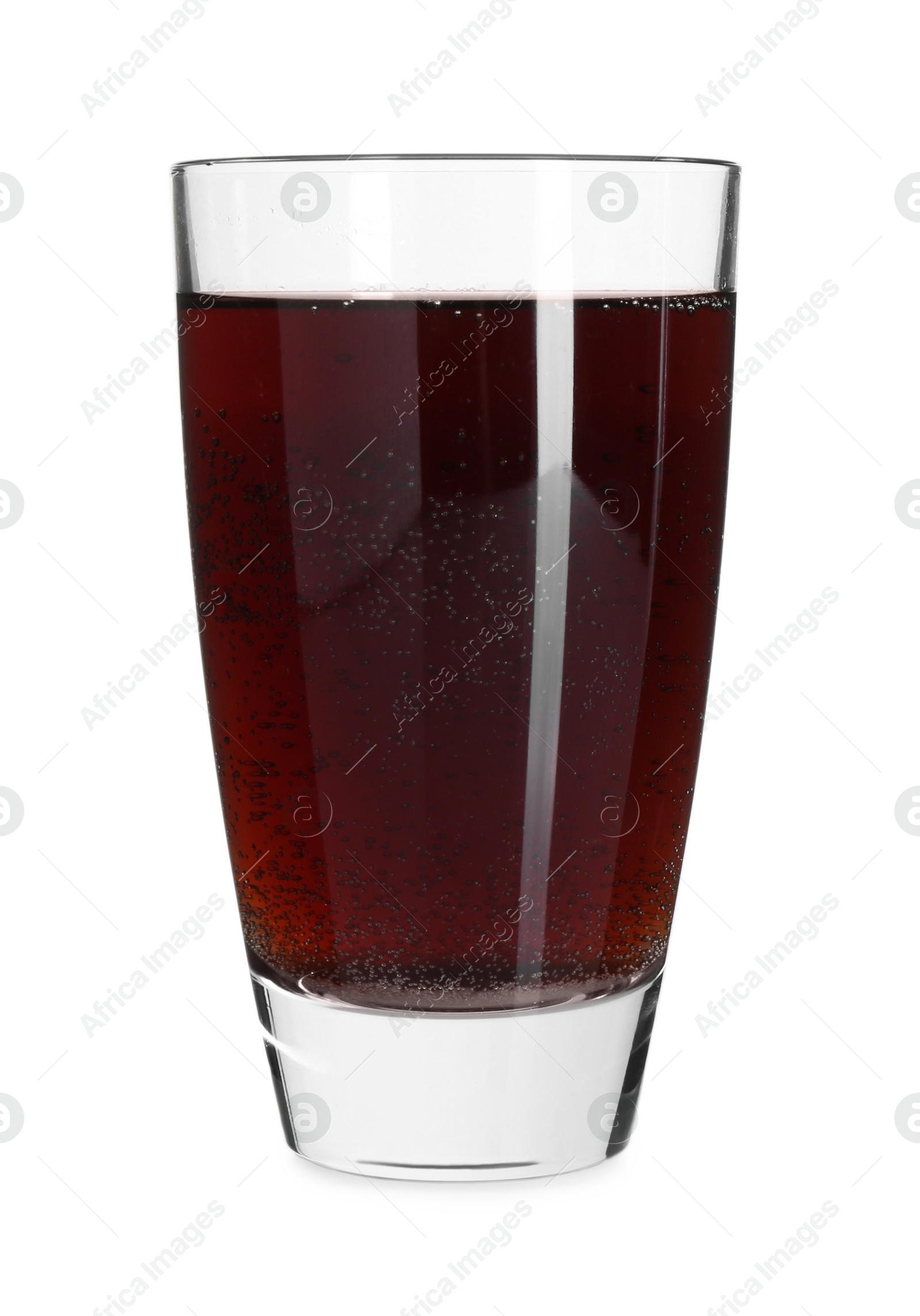 Photo of Sweet soda water in glass isolated on white