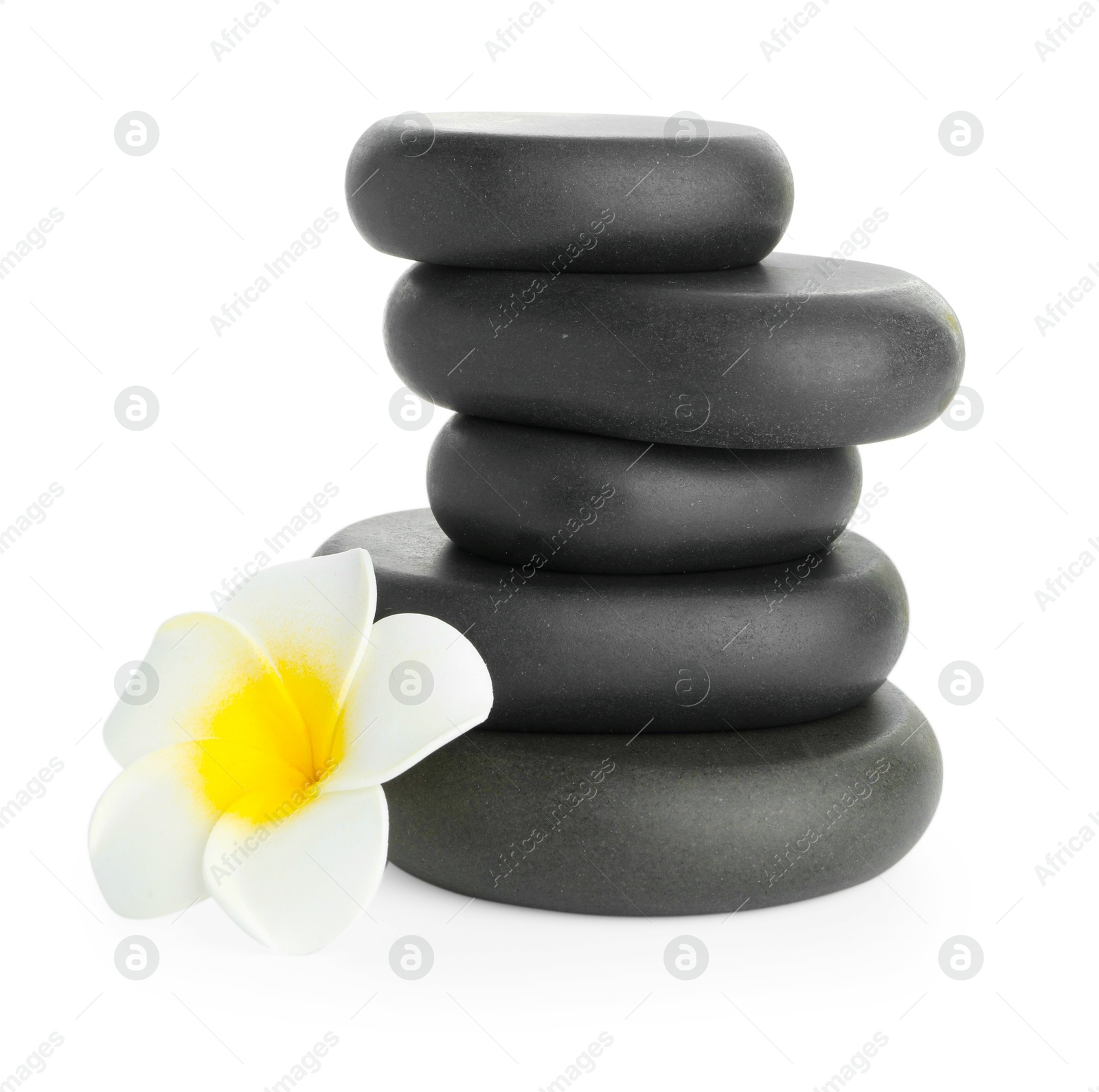 Photo of Spa stones with flower isolated on white