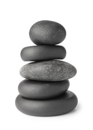 Photo of Stack of spa stones isolated on white