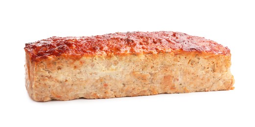 Photo of Delicious baked turkey meatloaf isolated on white