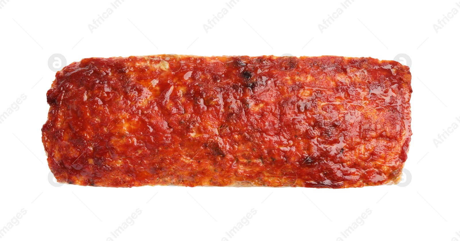 Photo of Delicious baked turkey meatloaf isolated on white, top view